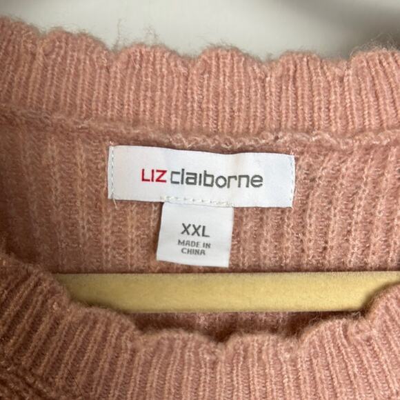 Liz Claiborne Pink Crew Neck Sweater with Ribbed Texture - Picture 2 of 6